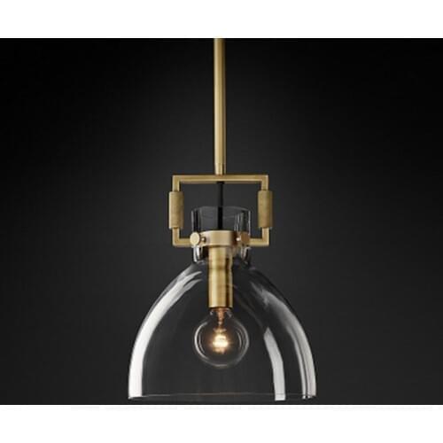 American simple all-copper bar table dining room lamp designer glass bedroom lamp Light luxury postmodern bedside chandelier