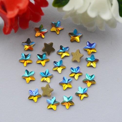 Non Hotfix Rhinestones Nail Art Stones Crystal AB Flatback Strass Crystals 6mm 10pcs Five-pointed star DIY 3D Gems decoration