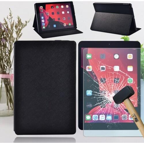 For Apple IPad 8th/IPad 7th 10.2 Inch Tablet Case PU Leather Cover Case + Glass Tempered Film + Free Stylus