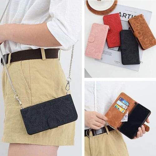 Crossbody Necklace Chain Card Holder Wallet Flip Case for Huawei P30 Pro P20 Lite Mate10 Mate20 Lite P Smart Z Y6 2019 Cover Bag