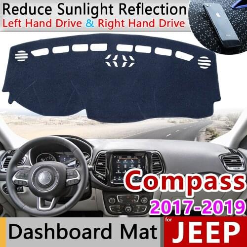 For Jeep Compass 2017 2018 2019 MK2 Anti-Slip Mat Dashboard Cover Pad Sunshade Dashmat Protect Carpet Car Accessories 2nd Gen
