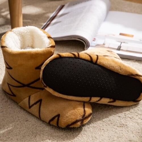 House Slippers For Men ​Big Size Suede Flannel slipper boots fluffy Soft plush Slipper Anti-slip warm winter indoor shoes woman