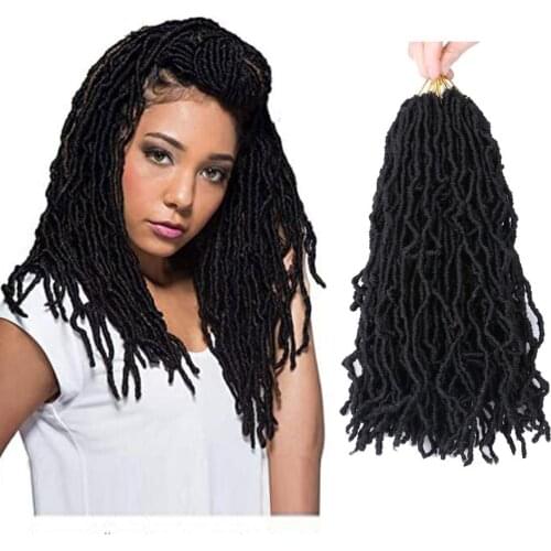 Flyteng 18 Inch Nu Faux Locs Crochet Hair Curly Wavy Nu Soft Locs Crochet Hair Goddess Locs Crochet Hair for Women