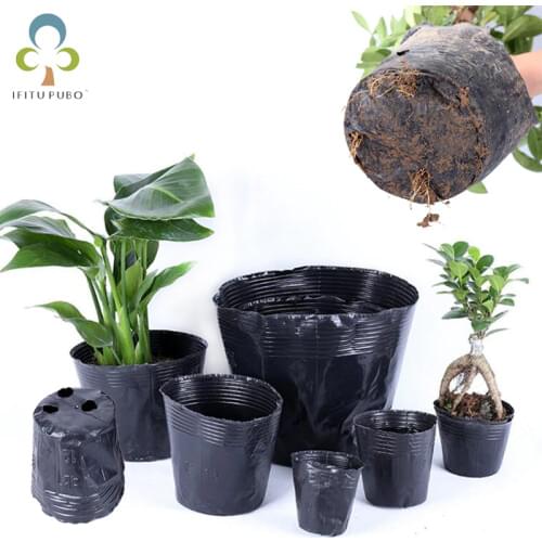 5pcs-100pcs 13 Size Avaible Nursery Pot Plastic Black Nursery Box Garden Container Grow Bag Garden Supplies GYH