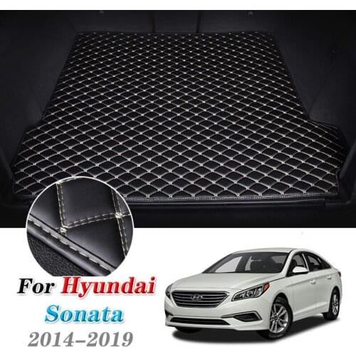 Leather Car Trunk Mats for Hyundai Sonata LF 2014-2019 Rear Cargo Liner Boot Tray Pad Auto Carpets Floor Mat 2018 2017