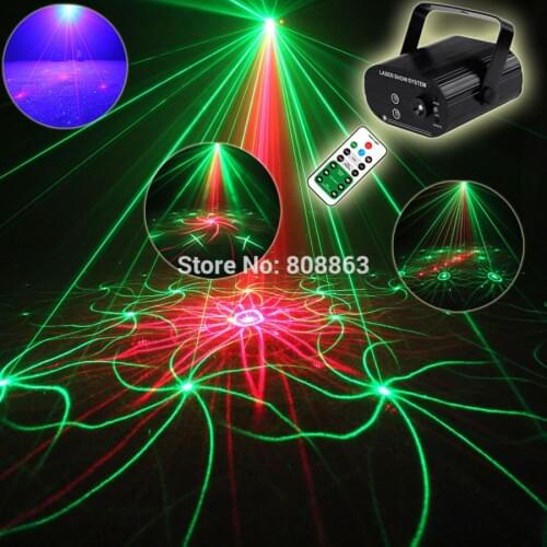 ESHINY Mini R&G Laser 18Patterns Projector Blue Led Club Bar DJ Dance Shop Disco Family Party Effect Lighting Light Show N8T121