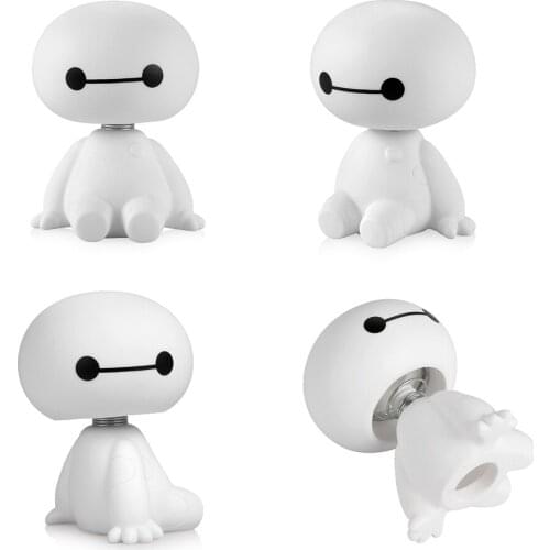 Cartoon Plastic Baymax Robot Shaking Head Figure Car Ornaments Auto Interior Decorations Big Hero Doll Toys Ornament Accessories