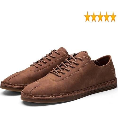 Mens New Vintage Arrival Fashion Shoes Lace Up Gray Brown Male Footwear Sapatenis Masculinos Casual Lacets Chaussures