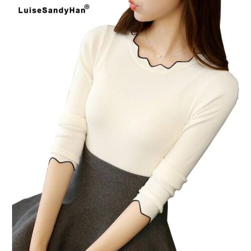 2020 autumn new womens sweaters womens head set inside long-sleeved sweater Slim bottoming shirt was thin