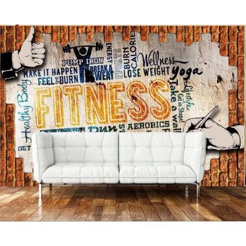 Beibehang Custom wallpaper mural wallpaper retro nostalgic fitness English brick bar gym KTV background wall 3d wallpaper behang