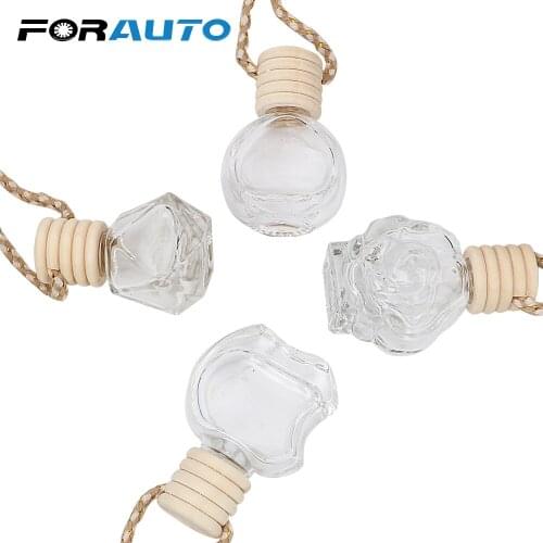 FORAUTO Air Freshener Container Car-styling Perfume Pendant For Essential Oils Hanging Glass Bottle Crystal Glass Perfume Bottle