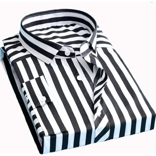 European Size Loose Shirts High Quality Shirt Men New Striped Seven-Quarter Sleeve Mens Dress Shirts Camisa Masculina Spring Sum