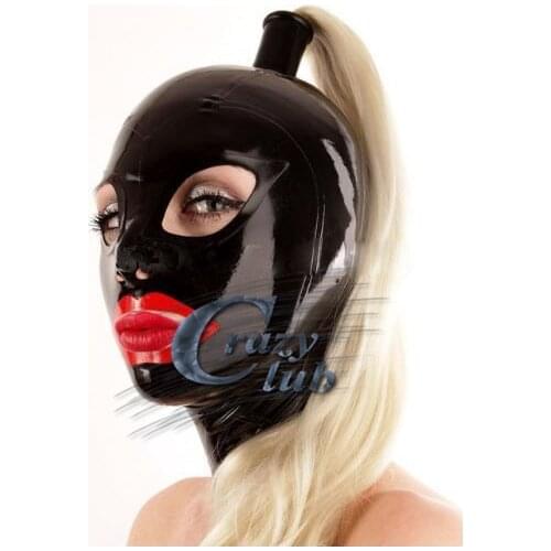 Crazy club_Customized Latex Sexy Latex MASK COSPLAY LATEX MASK WITH WIGS AND WITH TRIMS HALLOWEEN MASK