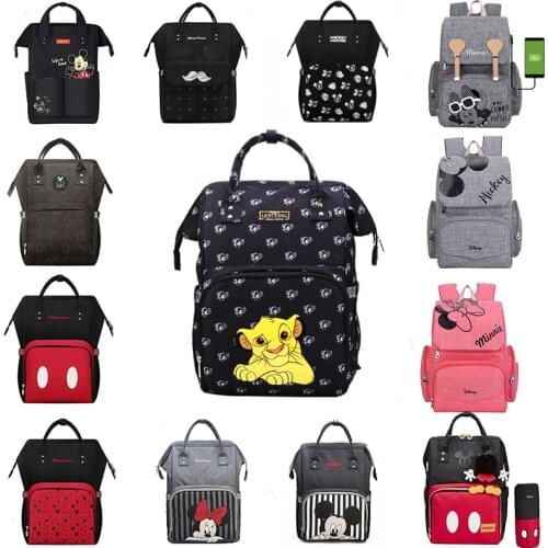 Disney Cartoons Lion King USB Diaper Bag Organizer Baby Bag Backpack Nappy Bag Large Capacity Mommy Bag For Stroller New Design