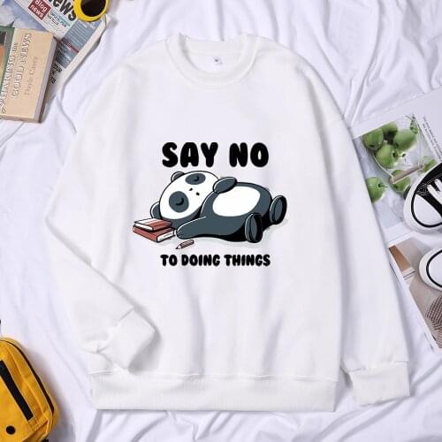 Panda Say No To Doing Things Round Neck Tops Long Sleeve Tee T-Shirts Man T-shirt Camiseta Streetwear Karate Kid T Shirt Tshirts