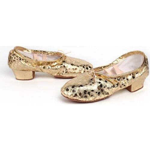 Comfortable Sequin PU Latin Dance Shoes Soft Sole Ballroom Ballet Dancing Shoes for Women/Ladies/Girls Heel 3cm wholesale A170