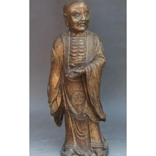 Xd 003025 16" Chinese Buddhism Bronze Stand Arhat Damo Bodhidharma Dharma Buddha Statue