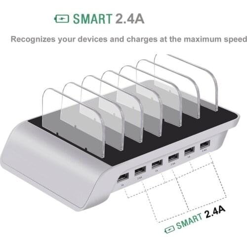 Multi port USB phone charger 6 Ports fast Charging Station Dock Stand Holder For iPhone 7 6 6S 5 Samsung xiaomi redmi iwatch