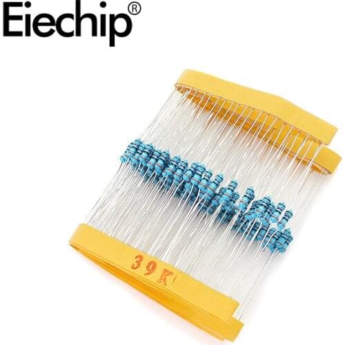 100pcs/lot 1/4W 1% Metal film resistor 0.25W resistance 39K ohm Throught Hole