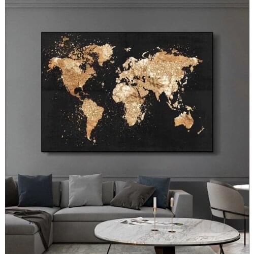 100x150cm World Map Canvas Art Posters for Home Living Room Decor