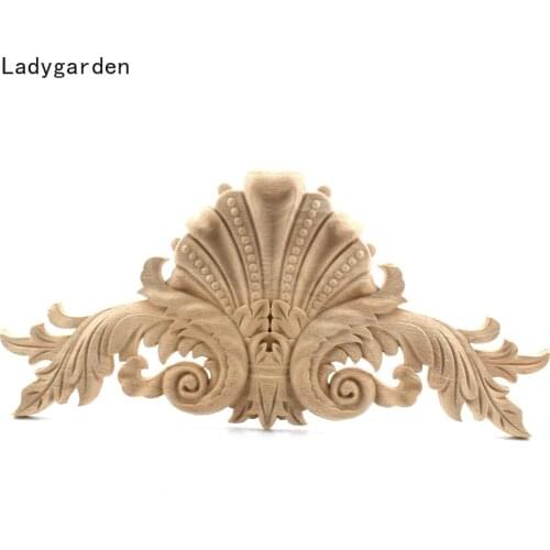 38cm Wood Appliques for Furniture Cabinet Unpainted Wooden Figurines Decal Decorative Figurine Desk Garden Home Decoration