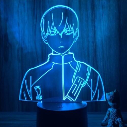 3D Lamp Anime Haikyuu Tobio Kageyama Cool Face LED NightLight Figure 7 Colors Touch Table Bedroom Decor Night Light Gift