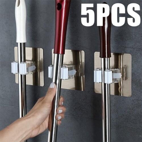 5/10Pcs Multi-Purpose Hooks Mop Holder Wall Mounted Organizer,Brush Broom Hanger Hook Kitchen Bathroom Waterproof Wall Hook Gift