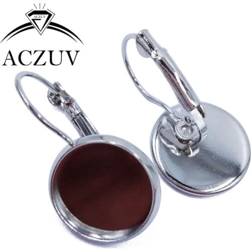 500pcs Rhodium Plated 10mm 12mm 14mm 16mm 18m 20mm 25mm French Leverback Earring Blanks Cabochon Base Bezel Settings LBRE005