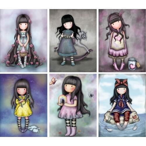 5D DIY Diamond Painting Cartoon little girl doll Full Drill Embroidery Cross Stitch Mosaic Kit Home Decor Christmas Gift for kid