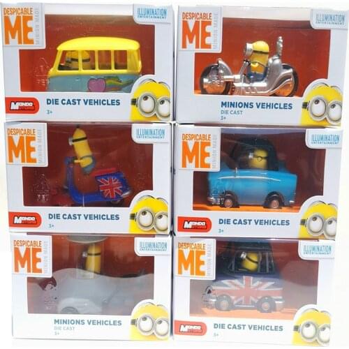 7Cm/Minion-s Car Kevin Stuart Tim Dave Minion PVC Anime Figure Car Diecast Baby Bauble Model Kit Collectibles Hot Pop Kids Toys