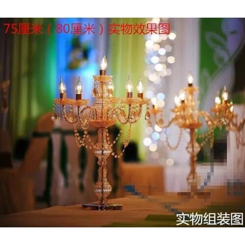 75cm Tall candelabra wedding Gold acrylic table centerpiece candlestick road lead stand Wedding Supply