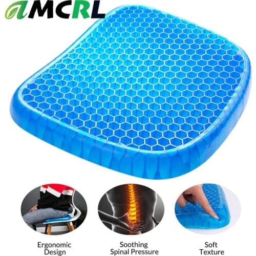 Car Gel Seat Cushion Comfortable Ice Seat Pad Office Chair Soft Cool Mat Breathable Cushion with Non-Slip Washable Cover Ice Pad