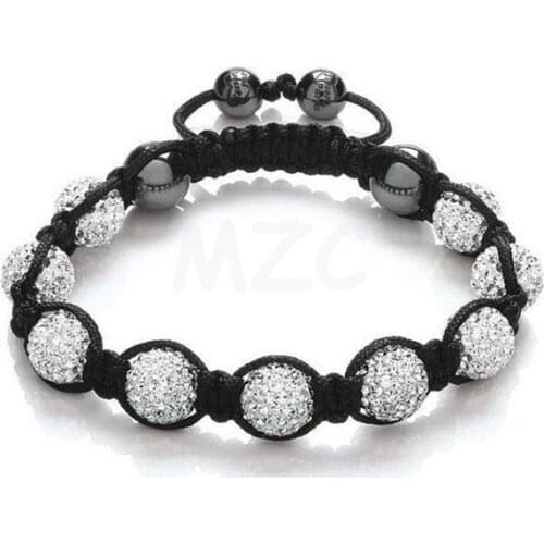 Free Shipping 10mm White 9 micro pave CZ Disco Ball Beads 10 Pcs/lot crystal Bracelet DWE new design hot sale