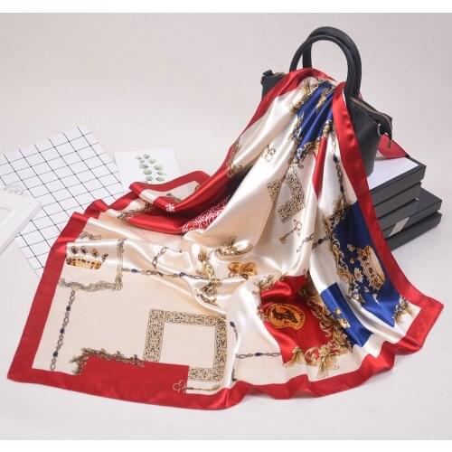 Free shipping 90*90cm Silk Scarves Women Foulard Square Head Hijab Scarf Ladies chiffon Shawl wrap muffler pareo Bandanna female