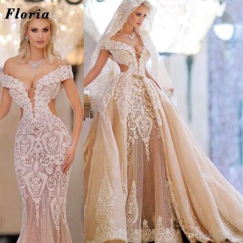 Floria Shiny Off The Shoulder Evening Dresses For Weddings 2021 Dubai Couture Beading Prom Dress Party Night Vestidos De Festa