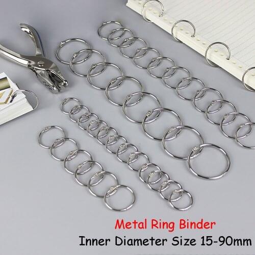 Metal Ring Binder 50/100Pcs Staple Book Binder Albums Loose-leaf Book Hoops Keychain Office Binding Supplies Gift Hole Punch