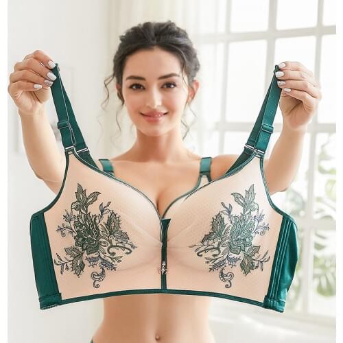 No Rims Chinese style embroidery Sexy Lingeries Women bras plus size 50 115CDE thin lace breathable full cup womens underwear