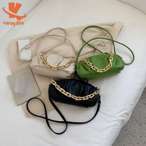 CAREY KEY Chain Folds Small Soft PU Leather Crossbody Shoulder Bag For Women 2021 Designer Clutch Summer Purses And Handbags