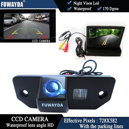 FUWAYDA Color CCD Car Chip Rear View Camera for FORD FOCUS SEDAN (3 Carriages) Ford C-max + 4.3 Inch foldable LCD Monitor HD