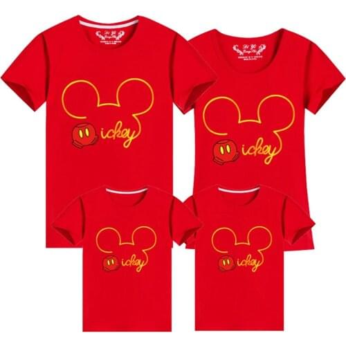Disney Family Matching Tshirt Mommy And Me Tshirts Mickey Mouse Cartoon Short Sleeve Kids Girls Boys Clothes Tee Tops Dropship