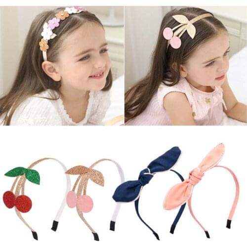 1Pcs Lovely Hair Hoops Fashion Kids Hair Band Shiny Sequin Love Cherry Heart Headband Hair Accessories Bow Girl Hairband