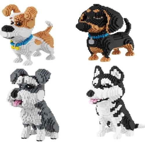 Cartoon Dog Mini Balody Dachshund Model Block Building Assembly Brinquedos Brick Educational Toy for Children Gifts 16014