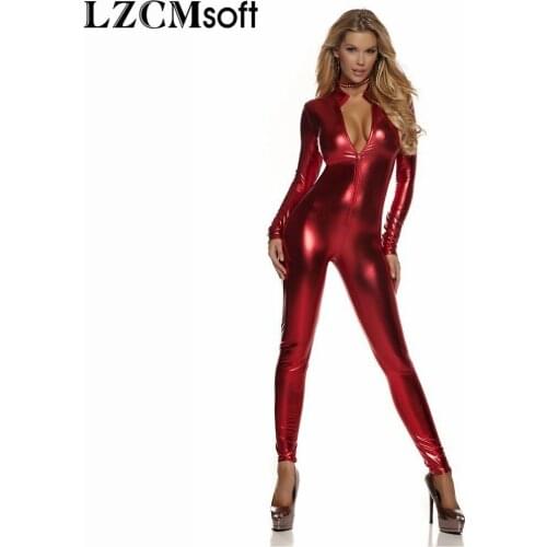 LZCMsoft Women Metallic Unitard Full Body Suits Turtleneck Long Sleeve Bodysuits Catsuits Spandex Black Unitards Costumes