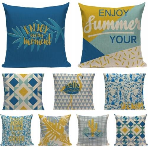 Morandi Abstract Geometry Printed Pillowcase Fresh Thin Linen Cushion Decorative Pillow Home Decor Sofa Throw Pillows 45*45cm