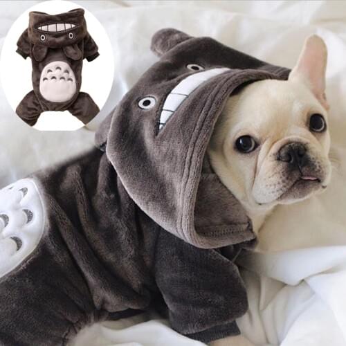 Cartoon Totoro Cotton Dog Clothes French Bulldog Pet Jumpsuit Warm Pet Clothing For Small Medium Dogs Costume Winter Dog Costume