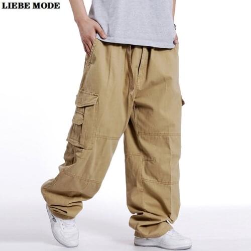 Mens Loose Baggy Belt Cargo Pants for Men Multi Pockets Hip Hop Military Tactical Pant Mens Streetwear Casual Wide Leg Trousers