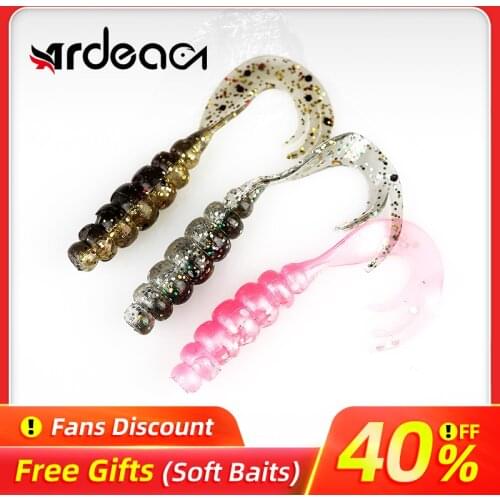 Ardea Soft Lures Silicone Bait 10pcs 4243mm 0.8g Artificial Curly Worm tail Swimbait Wobblers Carp Double Color Fishing Tackle