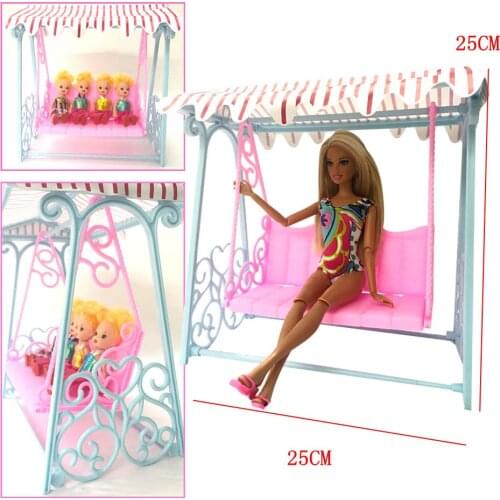 NK One Set Doll Accessories Princess Cute Garden Swing For barbie Doll furniture Kurhn Doll play house toys for children DZ