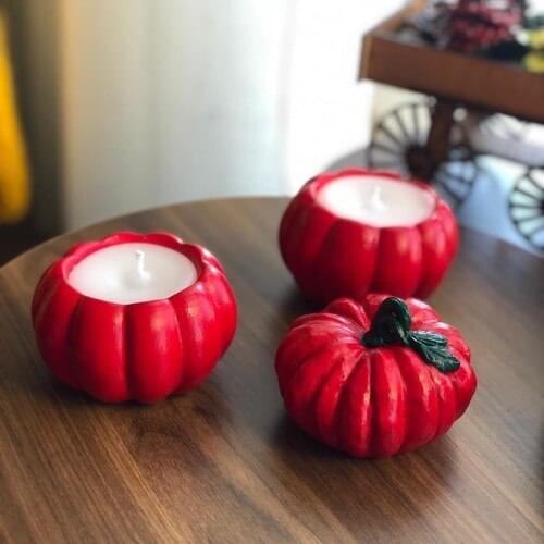 Solid Decor Red Pumpkin Scented Candles 3 Piece Set