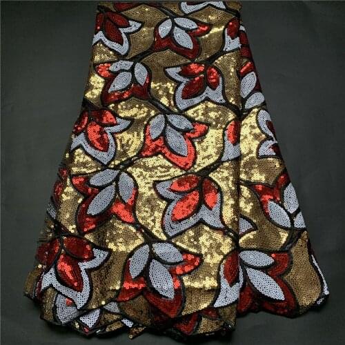 Latest 2021 High Quality African Lace Fabric Embroidery Swiss French Tulle Sequins Fabric For Sewing Wedding Party Dress 5yards